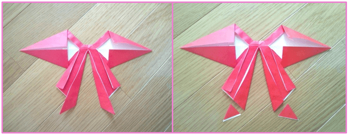 クリスマスオーナメント手作り折り紙　リボンの折り方8